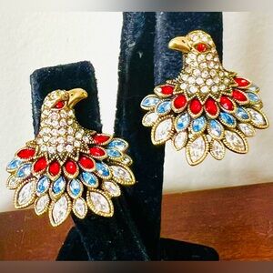 Heidi Daus “Marquis Eagle” Swarovski Crystals clip earrings - older version